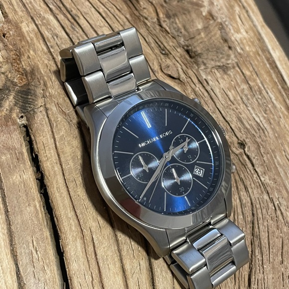 Michael kors Slim Runway Chronograph Blue Dial silver steel watch MK8917 - Picture 1 of 10